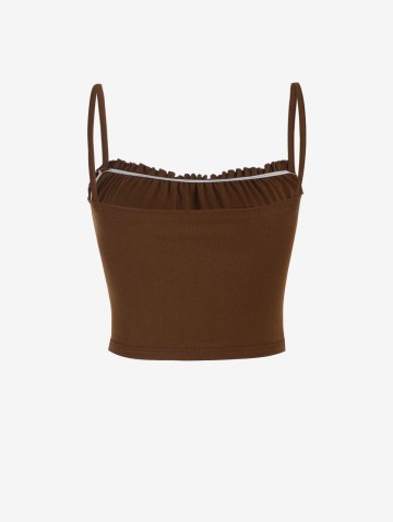 Ruched Mesh Panel Cropped Cami Top