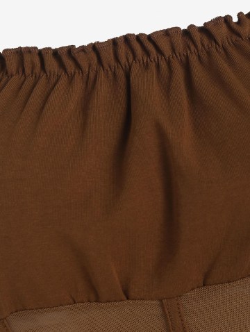 Ruched Mesh Panel Cropped Cami Top