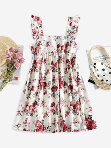 Ruffled Straps Floral Mini Sundress