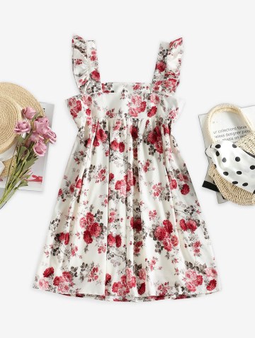 Ruffled Straps Floral Mini Sundress