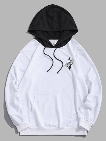 Skull Pattern Colorblock Hoodie