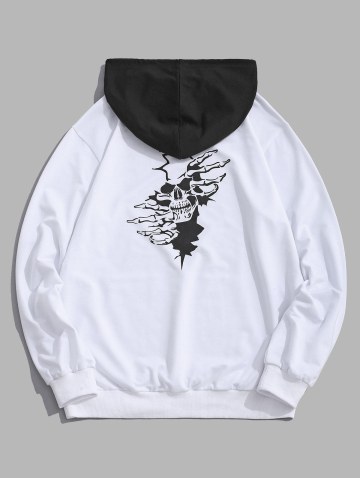 Skull Pattern Colorblock Hoodie