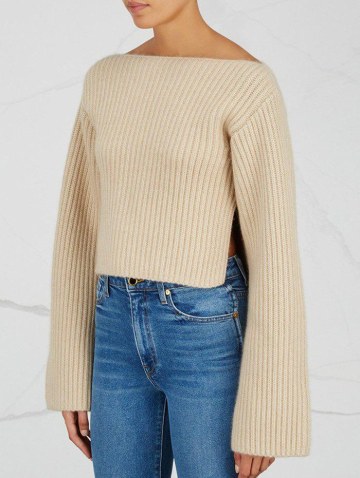 Slash Neck Slit Sweater