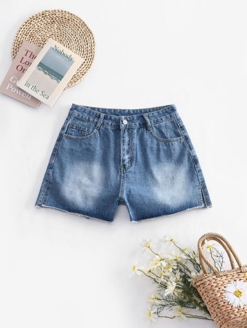 Slit Cut Off Denim Shorts