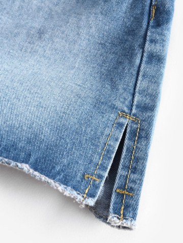 Slit Cut Off Denim Shorts