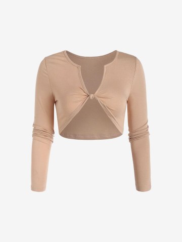 Solid Twisted Knotted Cropped Tee