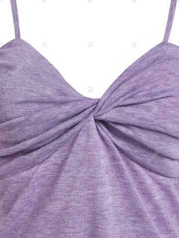 Spaghetti Strap Front Twist Heathered Tank Top