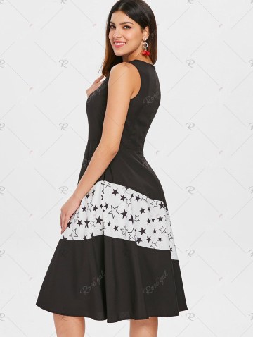 Stars Print Cut Out Vintage Dress