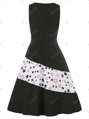 Stars Print Cut Out Vintage Dress