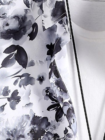 Striped And Ink Floral Print Short Sleeve Shirt