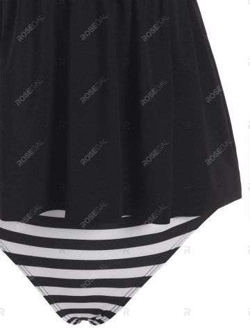 Striped Peplum High Waisted Tankini Swimwear