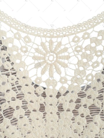 Stylish Scoop Neck Lace Splicing Striped Embroidery Tank Top For Women