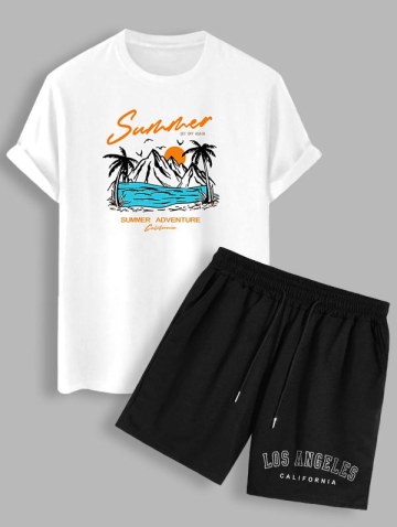 Summer Adventure California Palm Print Tee With Los Angeles Shorts