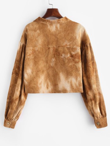 Tie Dye Corduroy Checked Drop Shoulder Jacket