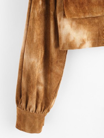 Tie Dye Corduroy Checked Drop Shoulder Jacket