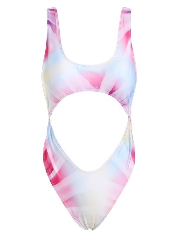 Tie Dye Ring Cutout High Leg One-piece Swimsuit