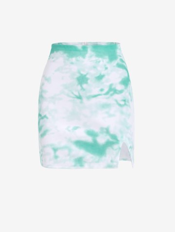 Tie Dye Zip Fly Slit Mini Skirt