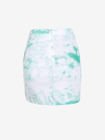 Tie Dye Zip Fly Slit Mini Skirt