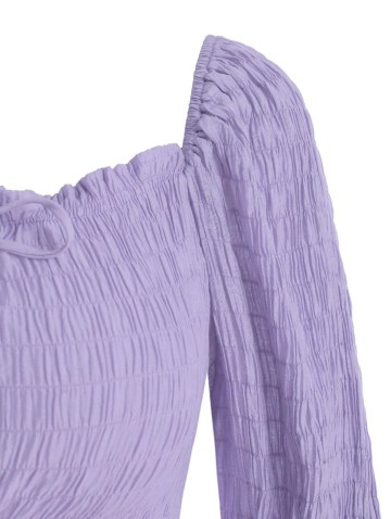 Tie Front Pleated Smocked Puff Sleeve Milkmaid Blouse