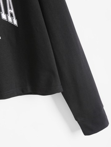 Turn-down Collar Buttoned Graphic Preppy Cropped Sweatshirt