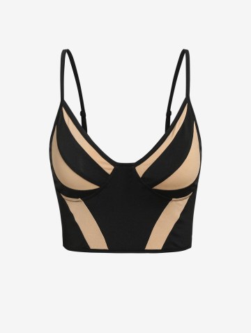 Two Tone Cupped Crop Cami Top