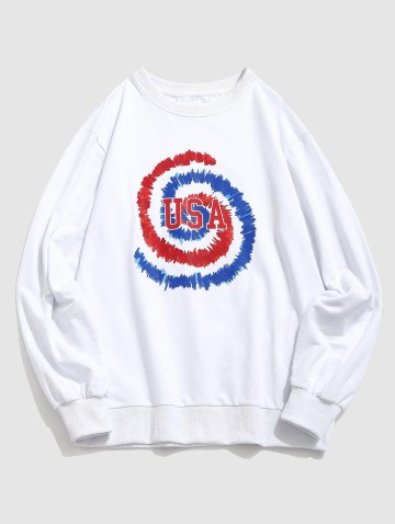 Usa Tie Dye Print Graphic Sweatshirt