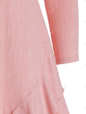 V Neck Ruffled Trim Mini A Line Dress